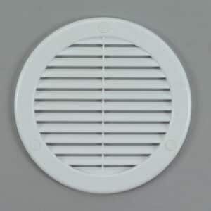 1-R158KW Schoepenrooster, rond, kunststof wit