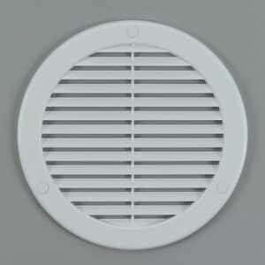 1-R187KW Schoepenrooster, rond, kunststof wit