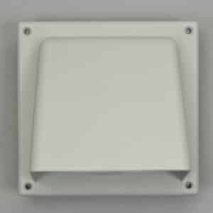 12-1515GR Overdrukrooster, kunststof, met kap, buis 100/125 mm (110x55 mm) grijs