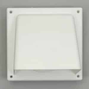 12-1515W Overdrukrooster, kunststof, met kap, buis 100/125 mm (110x55 mm) wit