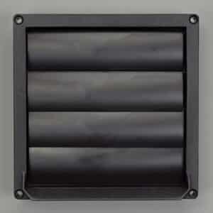 12-1616B Overdrukrooster, kunststof, met lamellen, buis 100/125 mm (110x55 mm) bruin