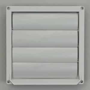 12-1616GR Overdrukrooster, kunststof, met lamellen, buis 100/125 mm (110x55 mm) grijs