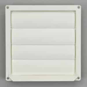 12-1616W Overdrukrooster, kunststof, met lamellen, buis 100/125 mm (110x55 mm) wit