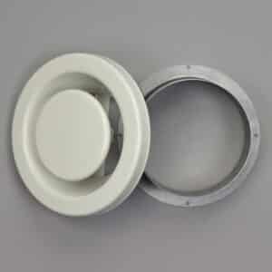 13-4610W Afzuigventiel, rond, staal, buis 100 mm wit, RAL 9016