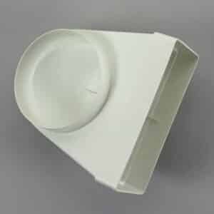 20K22-130 kanaal 220 x 90mm, bocht haaks naar rond 150 mm wit