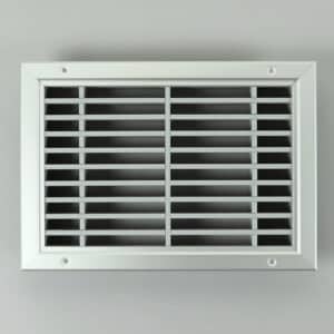 G8HD-3020 Deurrooster, brandwerend geanodiseerd kader, grijze lamellen