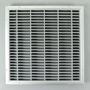 G8HD-5050 Deurrooster, brandwerend geanodiseerd kader, grijze lamellen